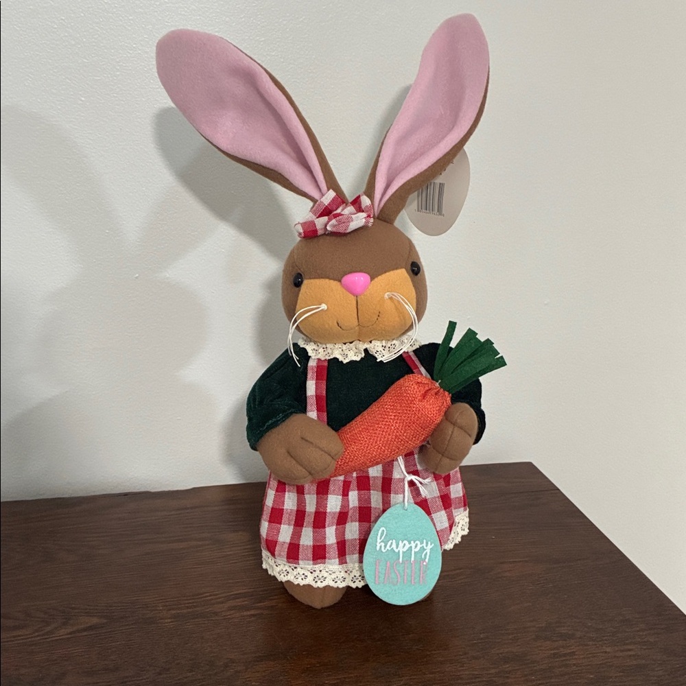 NWT- Adorable- Lady Bunny Decor with Carrot & Happy Easter Egg